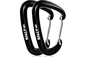 Rallt Carabiners 12kN- Heavy Duty Carabiner Clip for Hiking, Hammock, Backpacking- Lightweight, No Rust Aluminum Camping Accessories