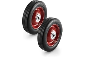 QWORK 2 Pack 6" x 1.5",1/2" Axle, Premium Rubber Wheel with Ball Bearing, Hand Truck Wheel, Capacity up to 132 lbs