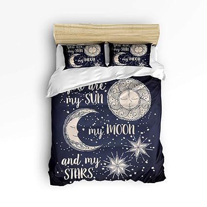 Sun Moon Stars Decor 3 Pieces Duvet Cover Sets Bedding Covers