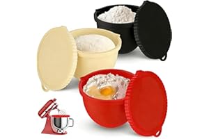 Uitwetu Silicone Liners for KitchenAid Tilt-Head 5QT Stand Mixers, Mixing Bowl Liner Replacement for Kitchen Aid 4.5-5 QT Mixer Attachments & Accessories, 3-Pack Liners with 3 Lids, Dishwasher Safe