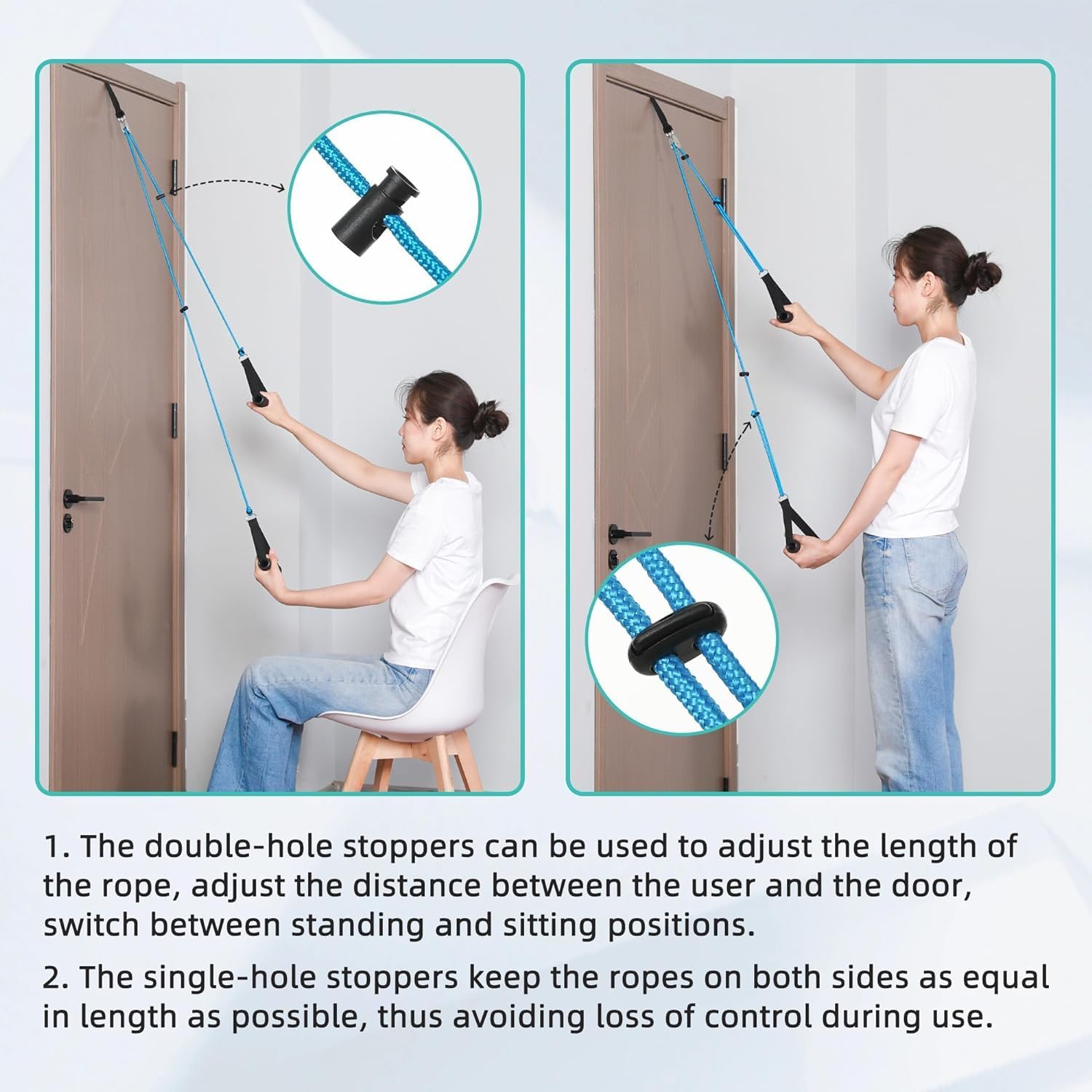 Fanwer Shoulder Pulley - Metal Pulley and Padded Handles,Over The Door Physical Therapy,Relieves Shoulder and Arm Pain, Aids in Post-Surgery Recovery, FSA/HSA Eligible,Blue