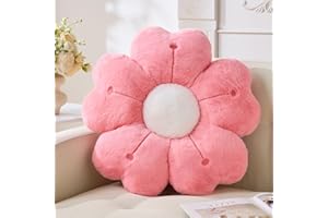VDOIOE Flower Throw Pillow, Cute Daisy Cherry Blossom Flower Shaped Pink Throw Pillow 19.6In Pink Floor Cushion for Home Bedroom Sofa Chair Couch Decor