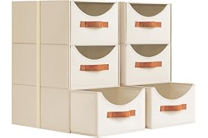 DIMJ Closet Organizers and Storage - 6 Pack Stackable Storage Drawers for Clothes Organizer, Fabric Collapsible Storage Box w