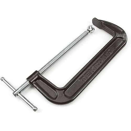 TEKTON 10-Inch Malleable Iron C-Clamp, 10-Inch Jaw Opening, 3-1/2-Inch Throat Depth | 4035