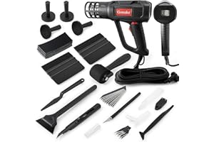 Gomake Vinyl Wrap Tool Window Tinting Kit with Heat Gun 16FT Cord,Sponge Roller,Magnet Holder,Vinyl Tucking Tool,Tint Squeegee, Film Cutter for Car Wrapping, Graphics and Decal Installation