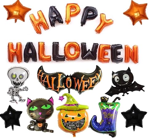 Amazon Naniwanopanda 浪速のパンダ ハロウィン バルーン 豪華24点セット 飾り ハロウィンパーティー パンプキン 骸骨 こうもり 風船 バルーン おもちゃ