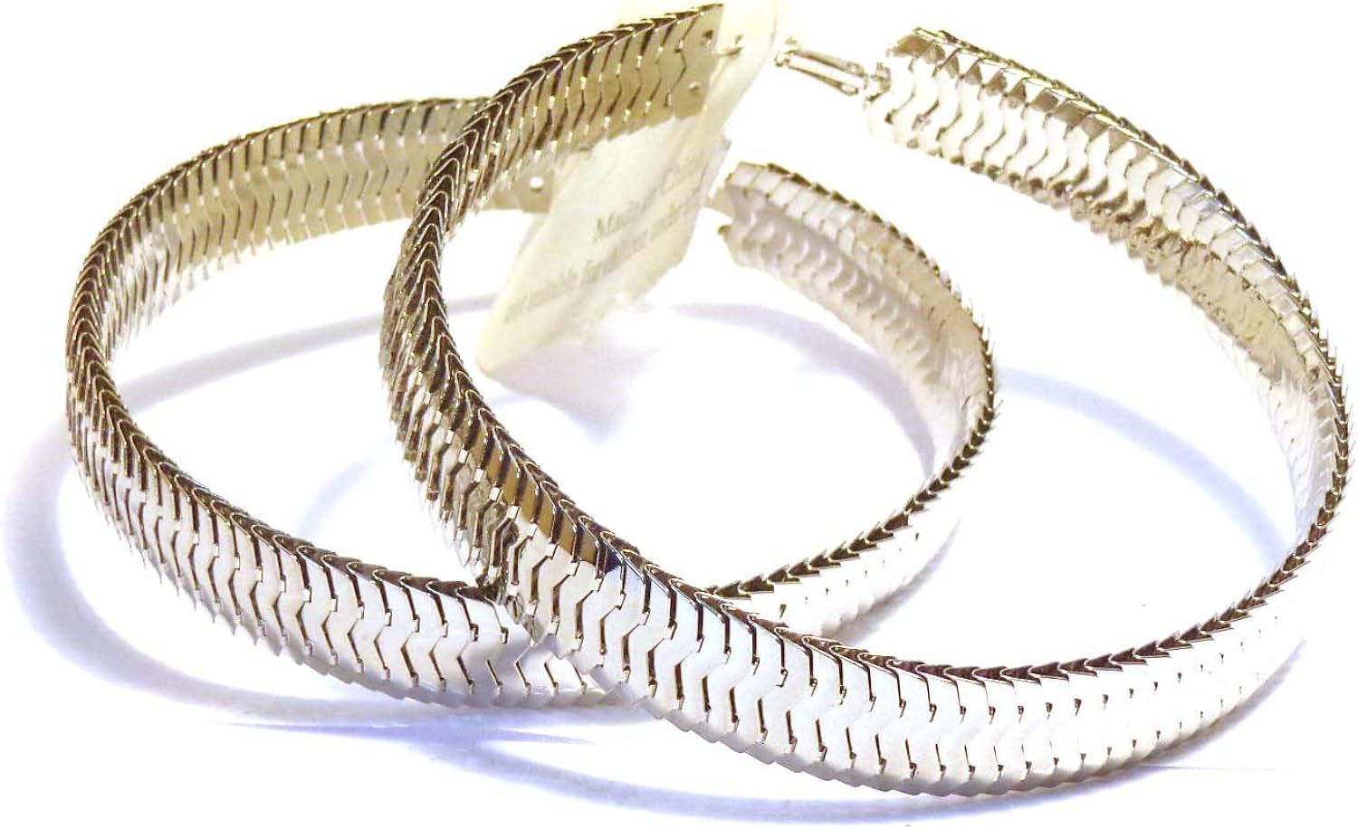 Thick Herringbone Hoop Earrings Silver Tone Hoop Earrings 4