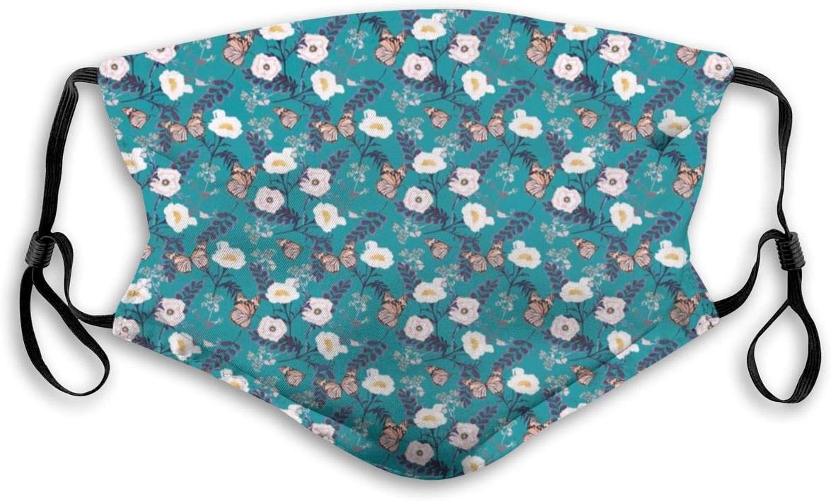 Dust Face Mask,Vibrant Selective Color Palette Floral Pattern Butterflies Petals,Warmer Windproof Face Mask Scarf Outdoor Sports Mask,Adult size:M