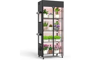 sagrynfp Indoor Greenhouse with Grow Light, 5 Tier 23.2" L×13.3" W×61.3" H Indoor Green House, with 96W Full Spectrum Growing Lamps，Metal Indoor Greenhouse for Seed Starting
