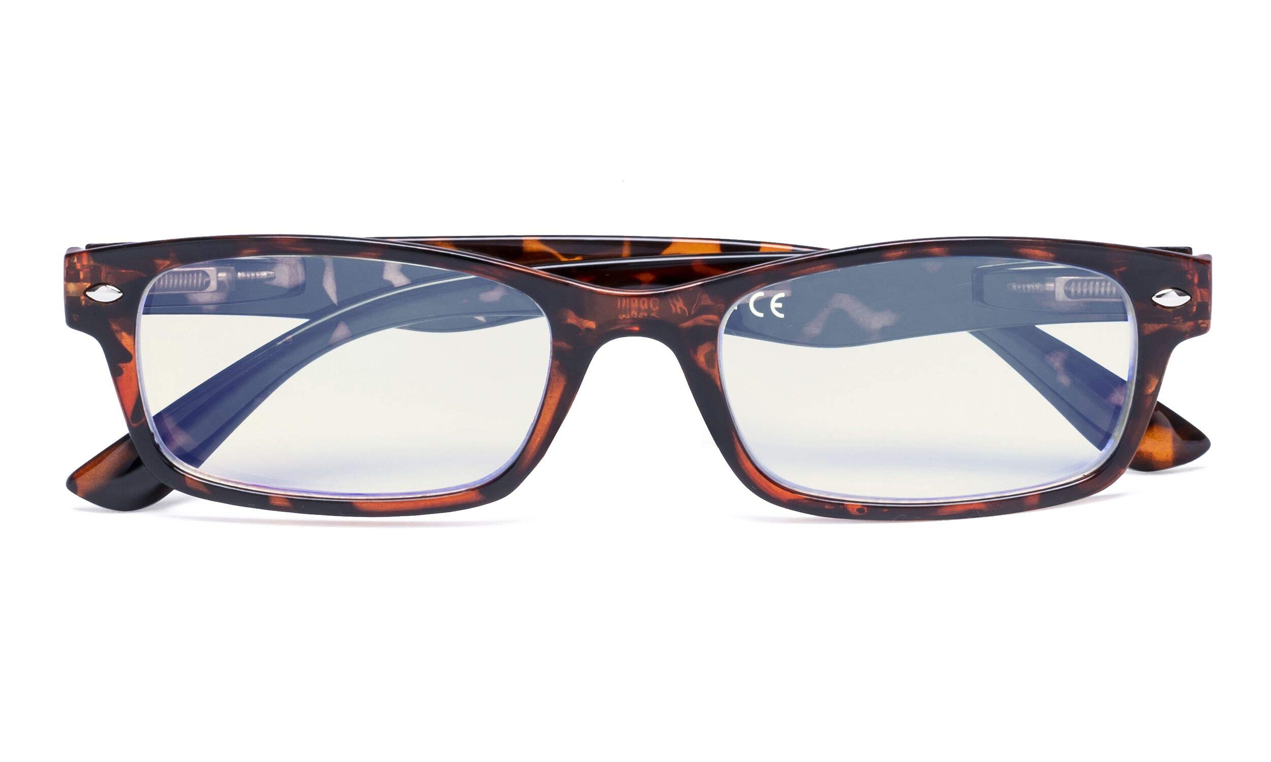 CessBlu Blue Light Filter Eyeglasses,Reduce Eyestrain Readers,Anti Blue Rays,UV Protection,Computer Reading Glasses for Men Women(DEMI) +1.25