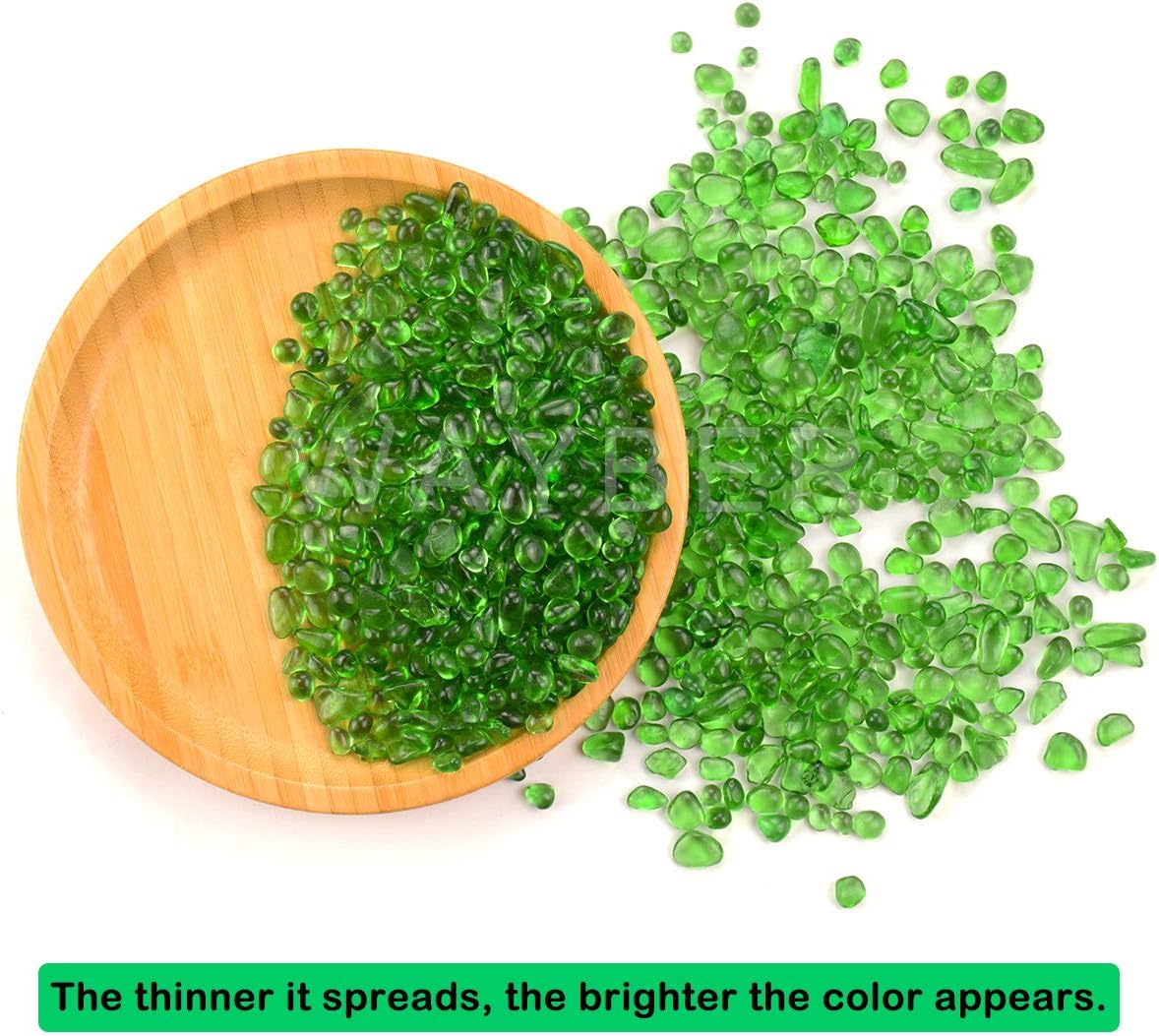 WAYBER Glass Stones, 1Lb/460g Irregular Sea Glass Pebbles Non-Toxic Artificial Gemstones for Vase Filler/Handmade Gift/Terrarium Flowerpot Aquarium Turtle Tank Decoration, Green: Home & Kitchen