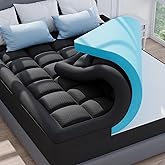 3 Inch Dual Layer Memory Foam Mattress Topper Cal King, 2 Inch Cooling Gel Memory Foam Pad Plus 1 Inch Down Alternative Pillowtop Mattress Pad with Cooling Cover, Soft Comfort Support, Black