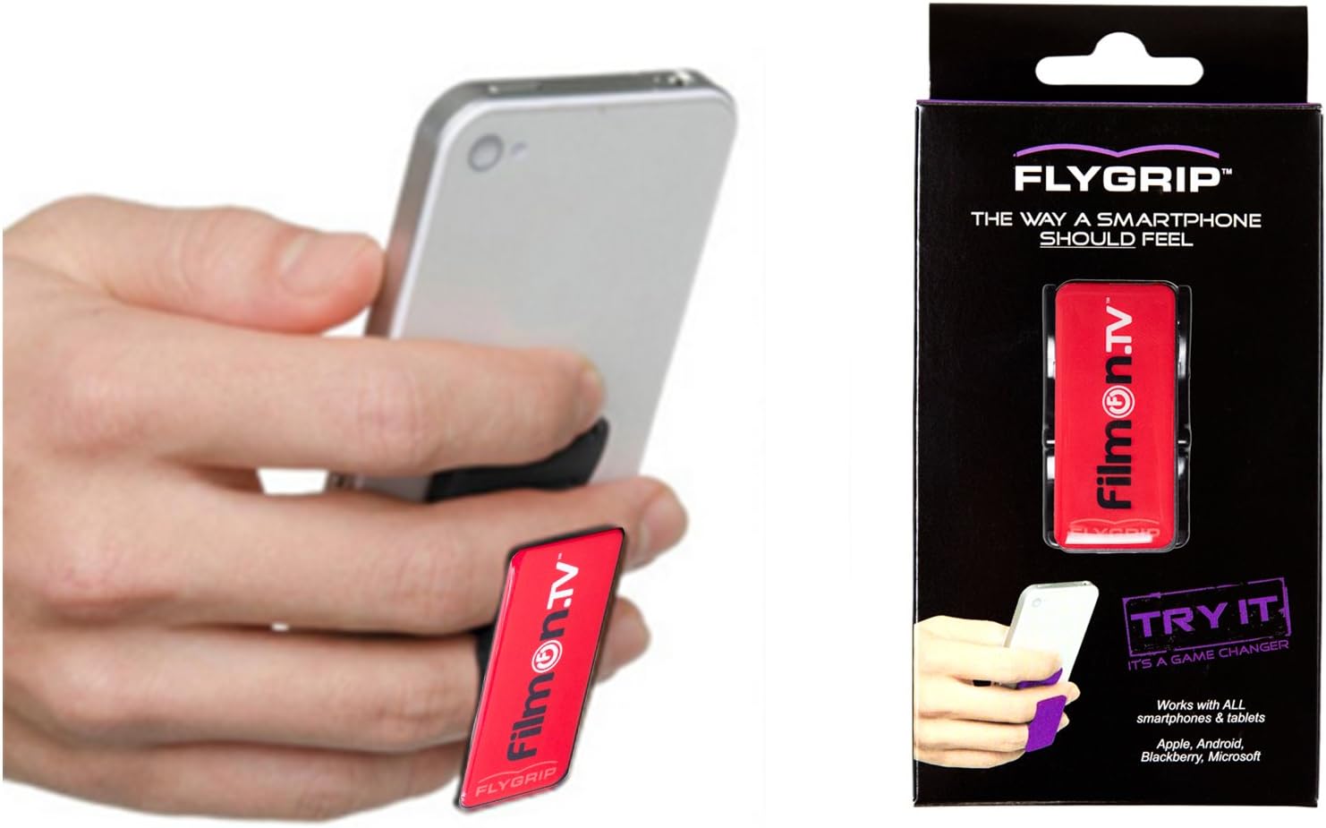 FilmOn FlyGrip Cellphone accessory/Selfie Holder/Kickstand (Red Medium)