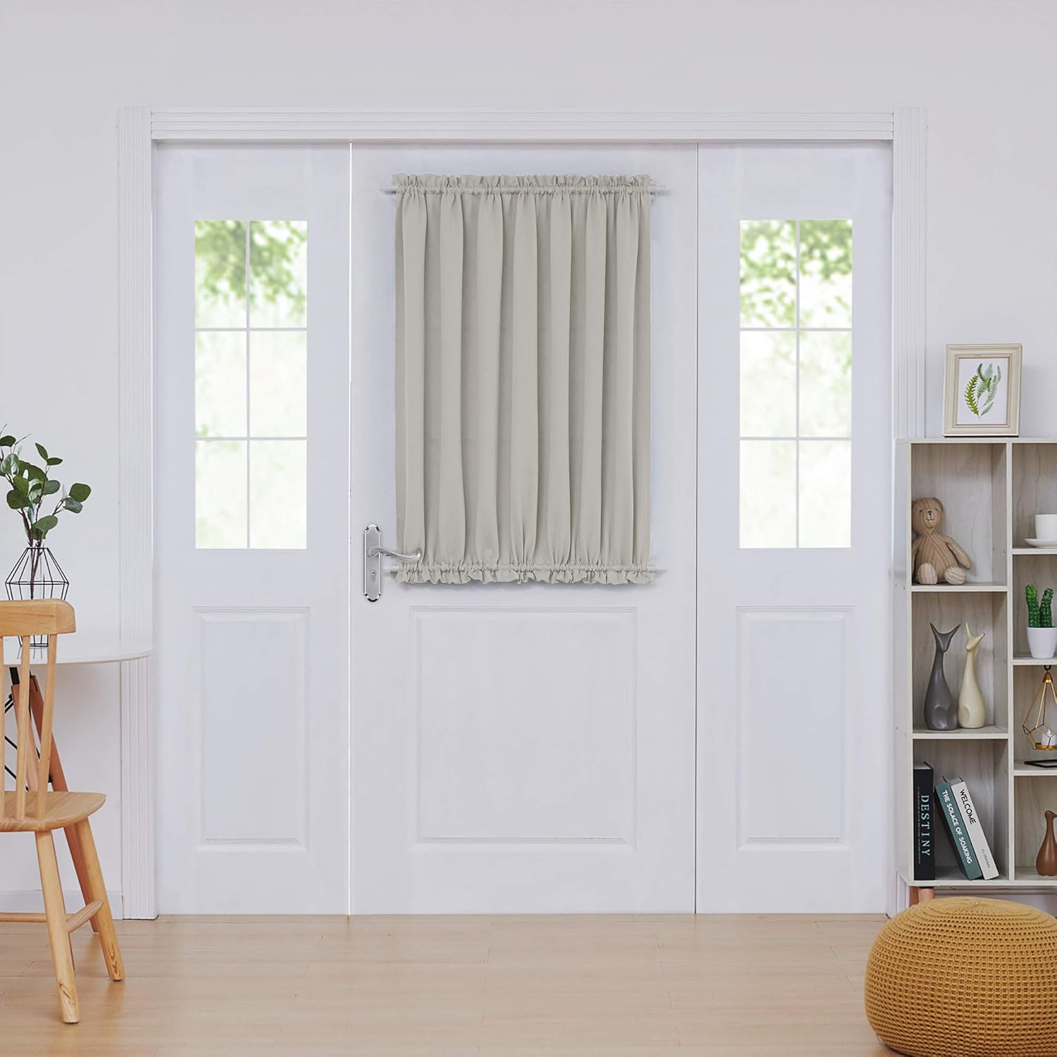 Deconovo French Door Panel Curtains Blackout Rod Pocket Curtains Darkening Drapes 54 Inch By 40 Inch Light Beige 1 Panel