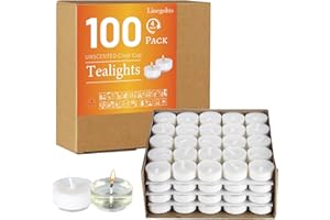 Linegohts 100 Clear Tealight Candles - 4+ Hour Burn Time - Unscented Smokeless Clean Burning White Palm Votive Tea Lights Candles for Home, Shabbat & Anniversaries (100 Pack)