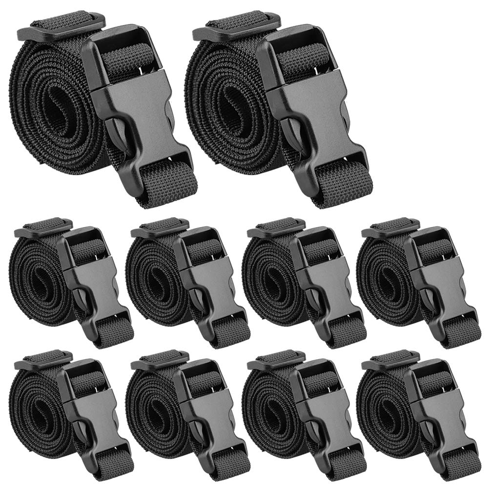 MAGARROW 40" 60" Strap Buckle Packing Straps Adjustable 1-Inch Belt, Black (10-Pack), 1" Wide - 40" Long