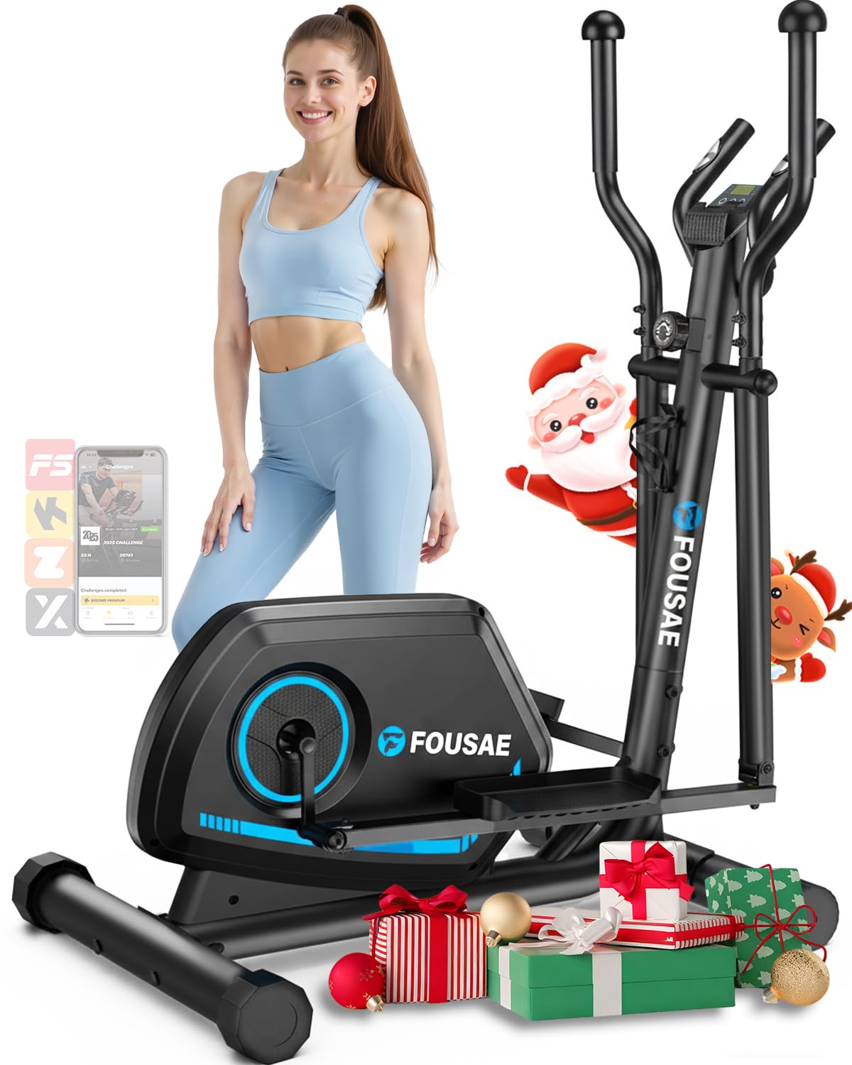Photo 1 of FOUSAE Elliptical Exercise Machine for Home, 16-Level Magnetic Resistance Elliptical Trainer with Hyper-Quiet Drive, 15.5IN AStride, LCD Monitor & App Support, 350LBS Weight Capacity