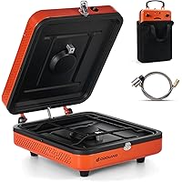 Odoland 2 Burner Camping Stove, 17000 BTU Propane Stove, Windproof Adjustable Portable Gas Stove with Carrying Bag for Outdoo