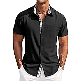 Runcati Mens Short Sleeve Shirt Button Down Casual Summer Beach Shirts Vacation Wedding Tops with Pocket