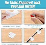 LICQIC 60Pcs White Self Adhesive Cable Clips Outdoor Wire Management Hooks for view 3