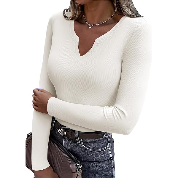 Kissfix Women's Long Sleeve Henley Top - Ribbed Knit Button-Down Blouse, Casual Fall Shirt - View #8