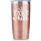 Onebttl Hiking Gifts for Hikers, Women for Christmas, Birthday, 20oz Stainless Steel Mug with Straw & Lid - Take a Hike
