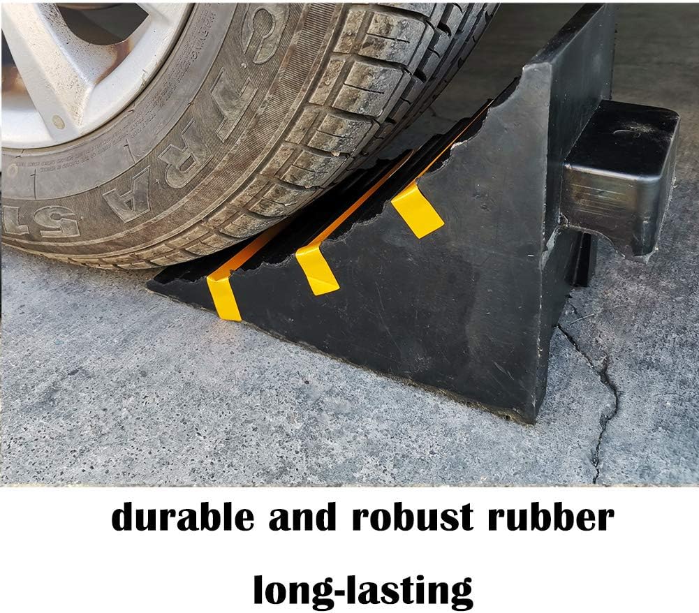 SLT Gdpodts Solid Rubber Heavy Duty Wheel Chocks 2 Pack Black and Yellow Wheel Blocks for Cars and Vehicles: Automotive