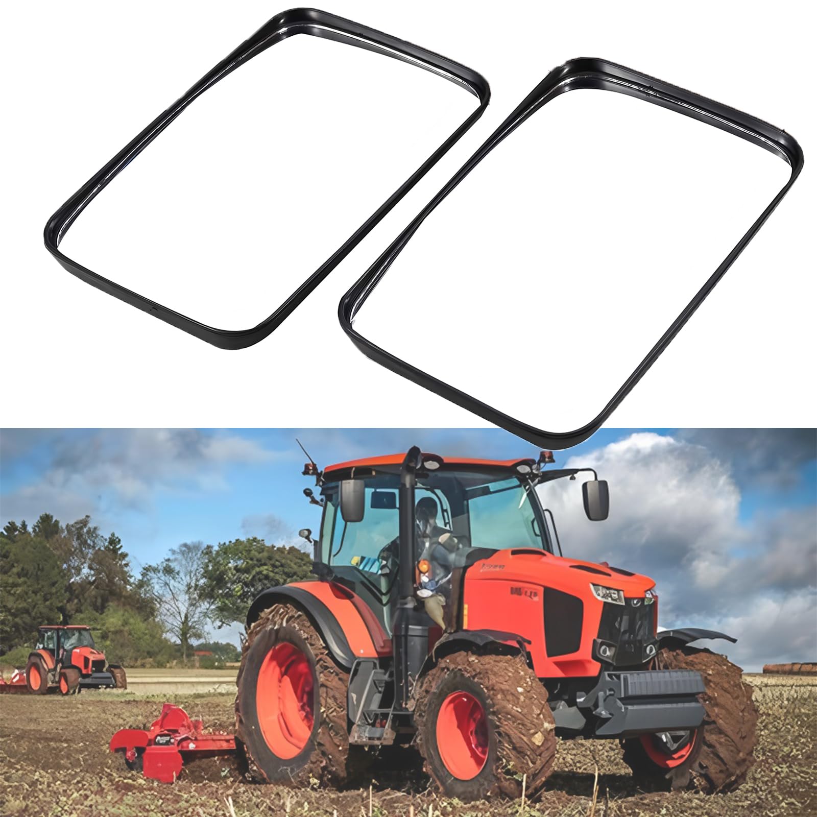 Photo 1 of 2 Pieces Rear View Mirror for Kubota Tractors - Part Number 3F260-53342 - Compatible with L4240HSTC, L5740HSTC, M100XDC, M110XDC, B2650, L3240, LX2610, M-1100 Models - Replacement for 3F26053342