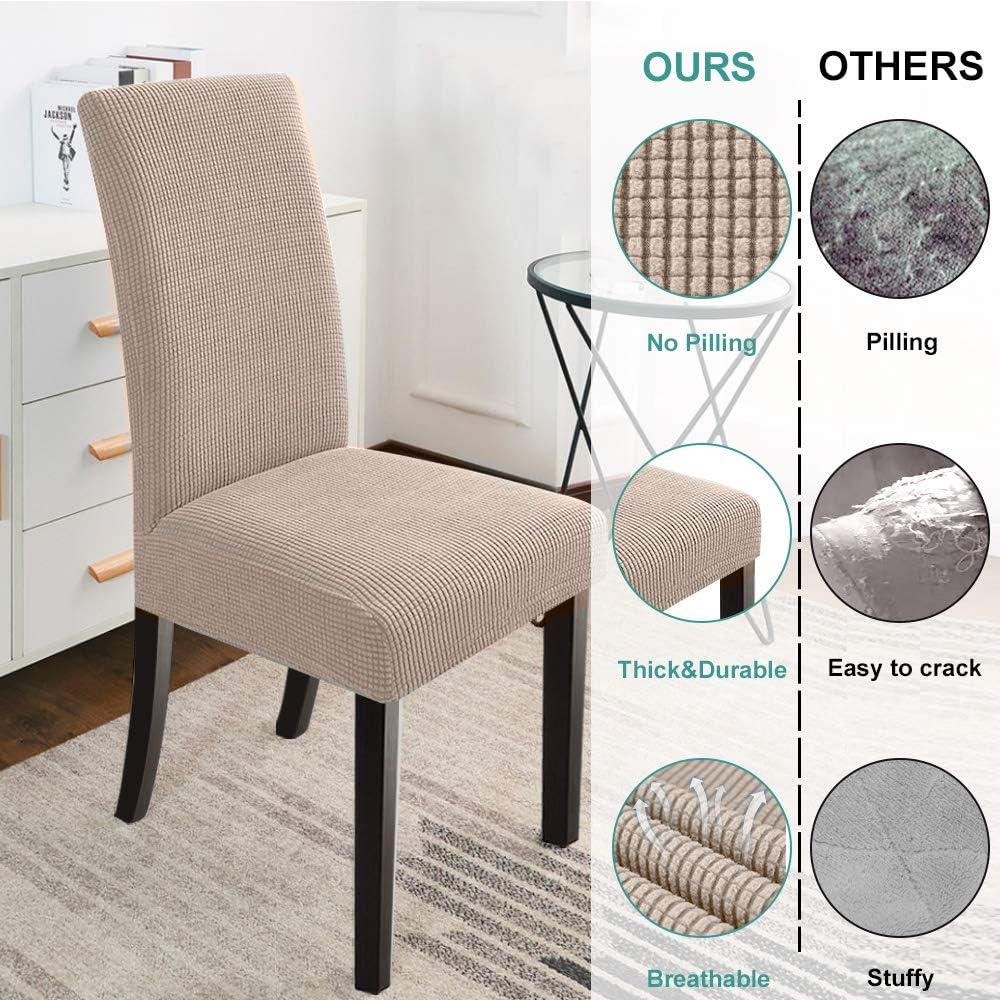 NORTHERN BROTHERS Dining Room Chair Slipcovers Dining Chair Covers Parsons Chair Slipcover Stretch Chair Covers for Dining Room Set of 4,Khaki: Home & Kitchen