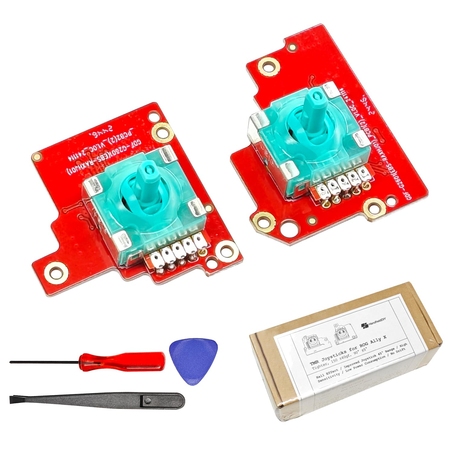 HandheldDIY TMR Hall Joystick for ROG Ally X, Tighter Rotational Resistance for FPS Racing Games, ASUS ROG Ally X Accessories, Zero Drift Analog with Tools, Easy Installation Thumbstick 1 Pair