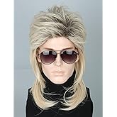 LeMarnia Men's Wig 70s 80s Costume Wigs Gold Black Mullet Wigs for Men Halloween Theme Party Wig