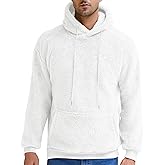 Aimeilgot Mens Hoodie Sherpa Fuzzy Soft Casual Sweatshirts Long Sleeve Classic Pullover Drawstring Hooded Outwear with Pocket