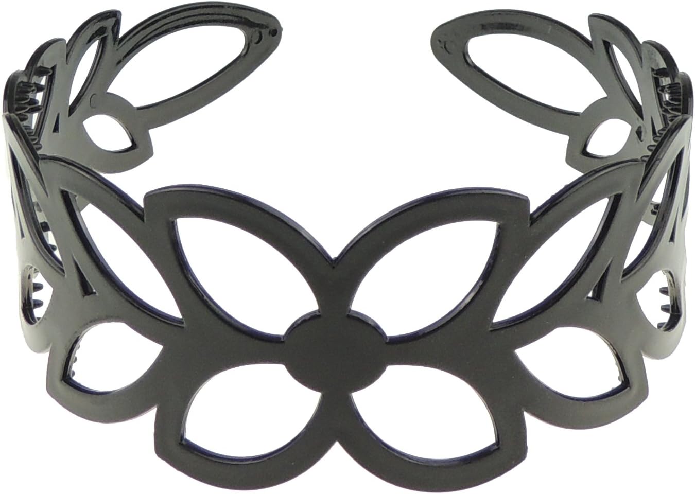 GIRLS SMALL HEAD LADIES School Uniform Work Gym Yoga Birthday Party Hair Accessories Plain Plastic Wide Stencil Short Long Hair Headband Alice Band Hairband Flower (Black)