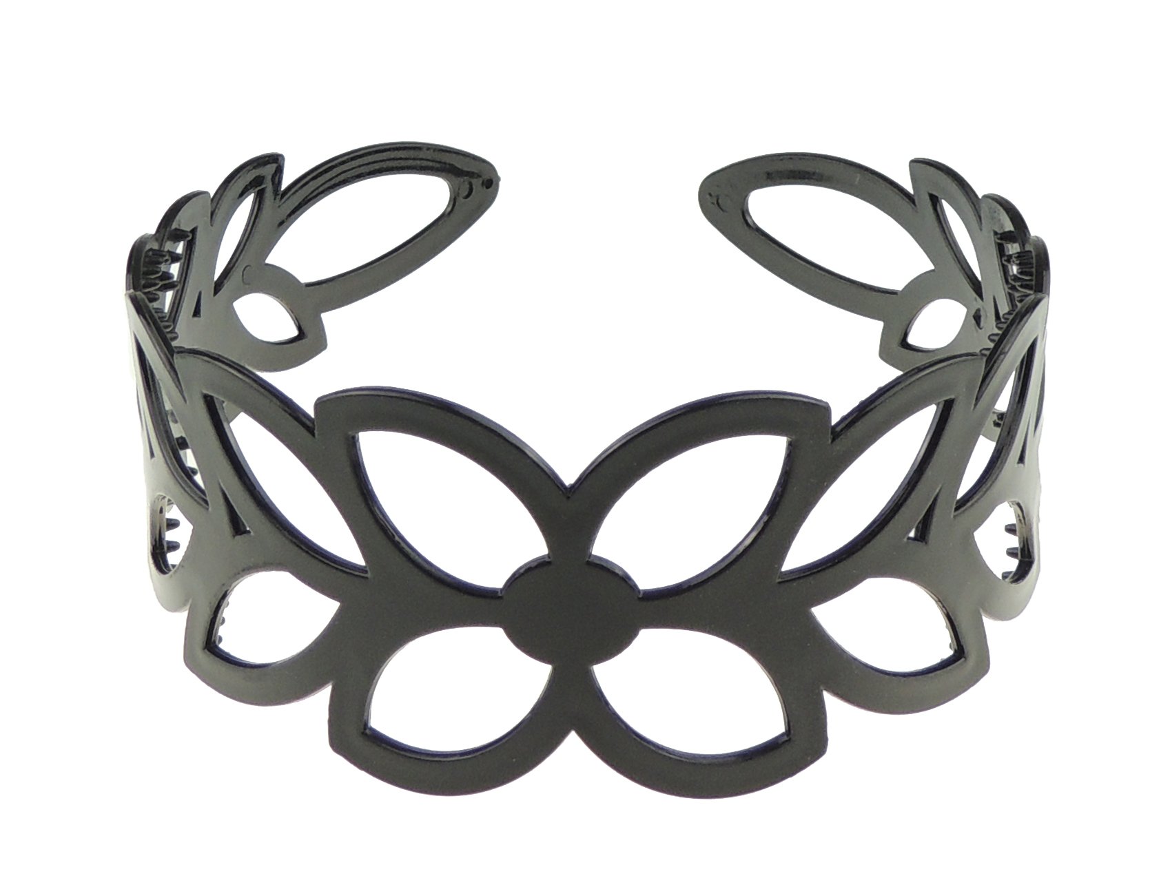 GIRLS SMALL HEAD LADIES School Uniform Work Gym Yoga Birthday Party Hair Accessories Plain Plastic Wide Stencil Short Long Hair Headband Alice Band Hairband Flower (Black)