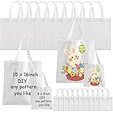 TAOZIM Sublimation Blank Tote Bags, 20Pcs Canvas Tote Bags 16.1 x 15.4 Inch, 9.1 x 8.3 Inch Small Canvas Tote Bag Reusable Grocery Bags Shopping Cloth Bag for Heat Transfer, DIY, Easter Craft, White