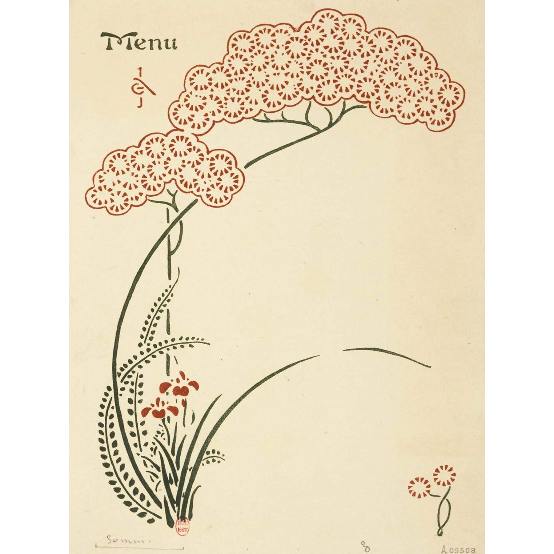 Auriol Iris Flower Japanese Pattern Design Menu Large Print Poster Wall Art Decor Picture