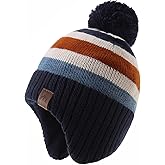 LMLALML Boys Winter Hat Earflap Knitted Beanie for Kids Warm Fleece Lined Thicken Hat for Baby