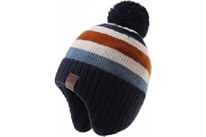 LMLALML Boys Winter Hat Earflap Knitted Beanie for Kids Warm Fleece Lined Thicken Hat for Baby