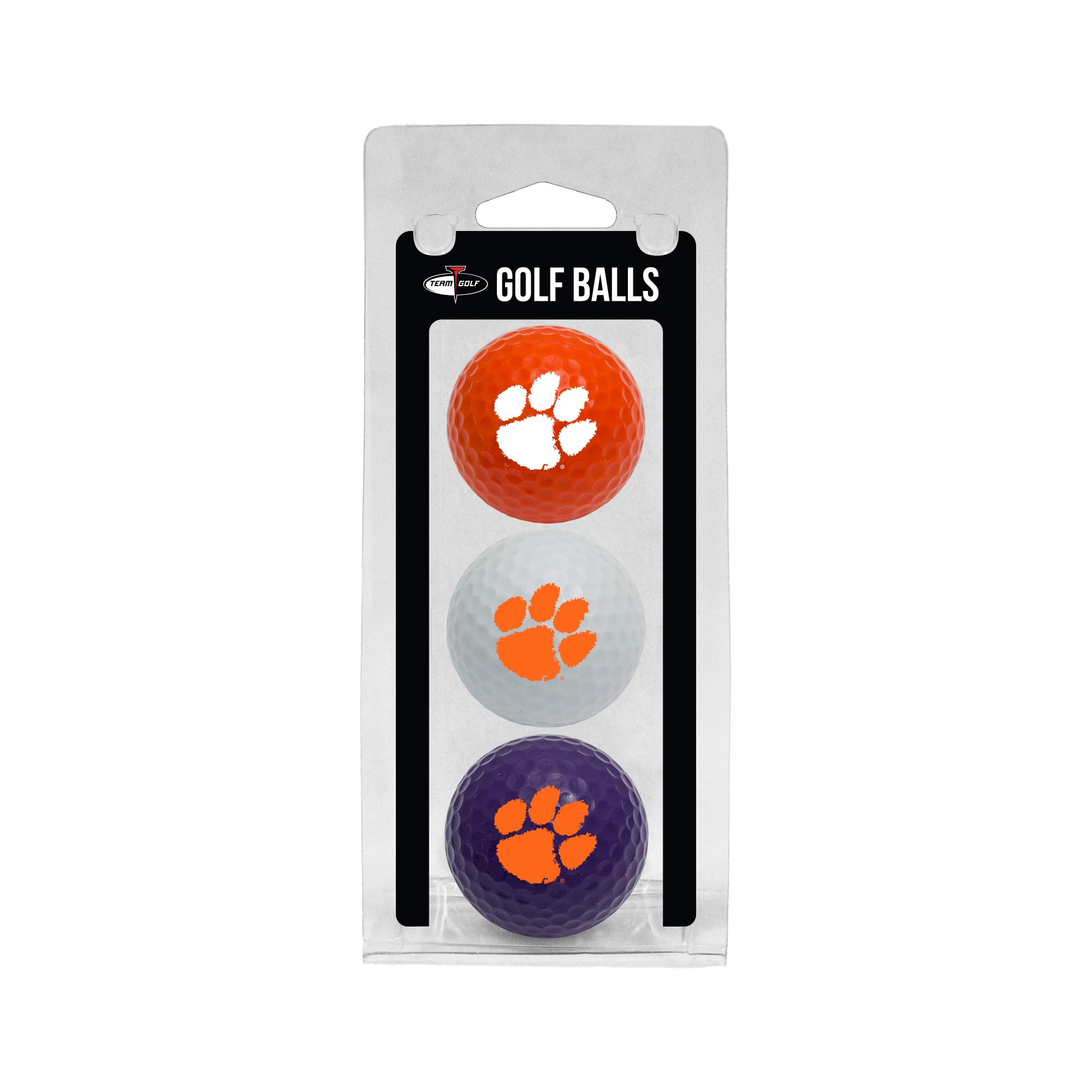 Team Golf NCAA Clemson Tigers 3 Golf Ball Pack Regulation Size Golf Balls, 3 Pack, Full Color Durable Team Imprint
