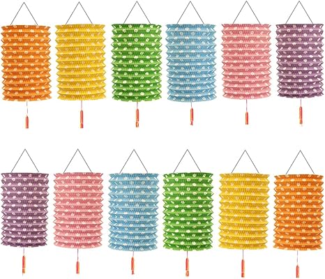 Amazon なないろ館 ミニ提灯 12個セット ちょうちん お盆 初盆 飾り 用品 七夕 装飾 夏祭り お祭り ドット柄 盆提灯 オンライン通販