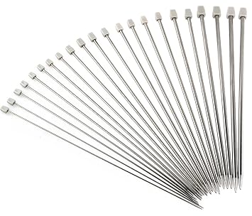 PIXNOR 11 Paare Stricknadeln Rostfreier Stahl Stricknadel Stricknadeln Metall mit unterschiedlicher Größe von 2,0 mm /2.5mm /