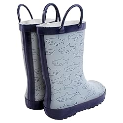 Hudson Baby Kids Rain Boots, Gray Sharks, 4 US
