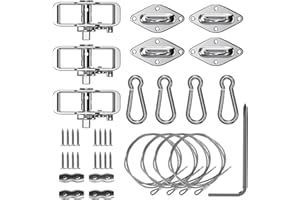 Goleray Sun shade Sails Hardware Kit, Rectangle Shade Sail Installation Kit with 24' Long Stainless Steel Wire for Deck Yard Patio Garden