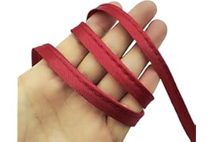 YOOGCORETT 16 Yards Red Polyester Satin Bias Piping Type, Maxi Piping Trim, Bias Type with Cord, Welting Cord, for Sewing Lip Cord Trim, Clothing,Upholstery Piping Trim12mm (1/2 Inch)