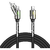chubbycable OmniChubby - 240W 3-in-1 Ultimate with Dynamic Lights Multi USB C Cable Silicone Fast Charging Cord Compatible with iPhone 17-15 Series, 3.94FT, Black, Type-C+USB-A to Type C