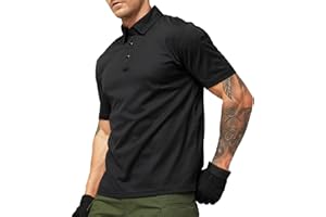 MIER Men's Outdoor Performance Tactical Polo Shirts Short and Long Sleeve, Moisture-Wicking