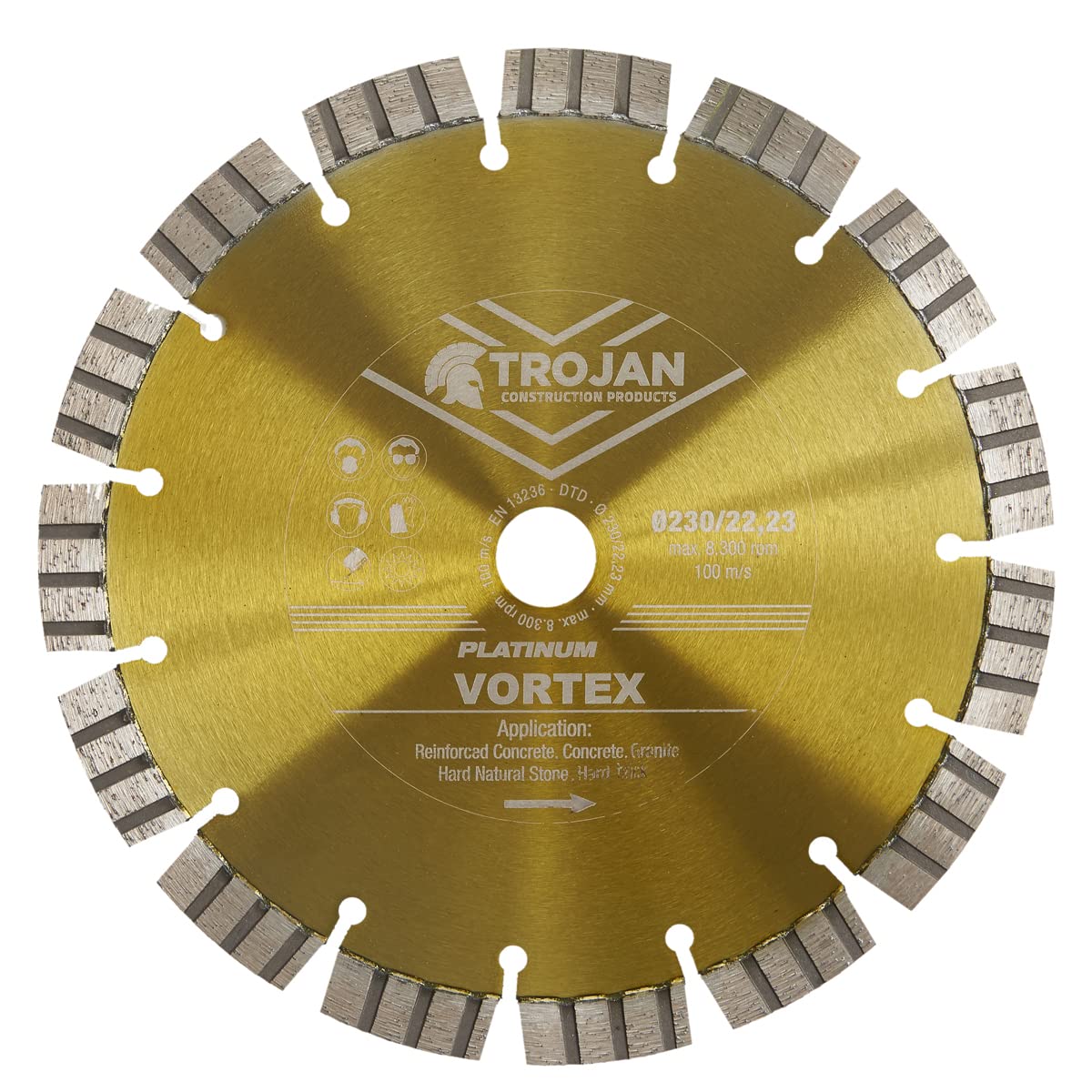 Trojan Platinum Hard Material 230mm Diamond Cutting Blade