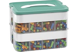POSHIGE Stackable Toys Organizer Storage Case, Stackable Storage Container with 2 Layer 32 Big Compartments, Storage Box Compatible with Lego Storage Organizer, Hot Wheels, Mini Toy Action Figures