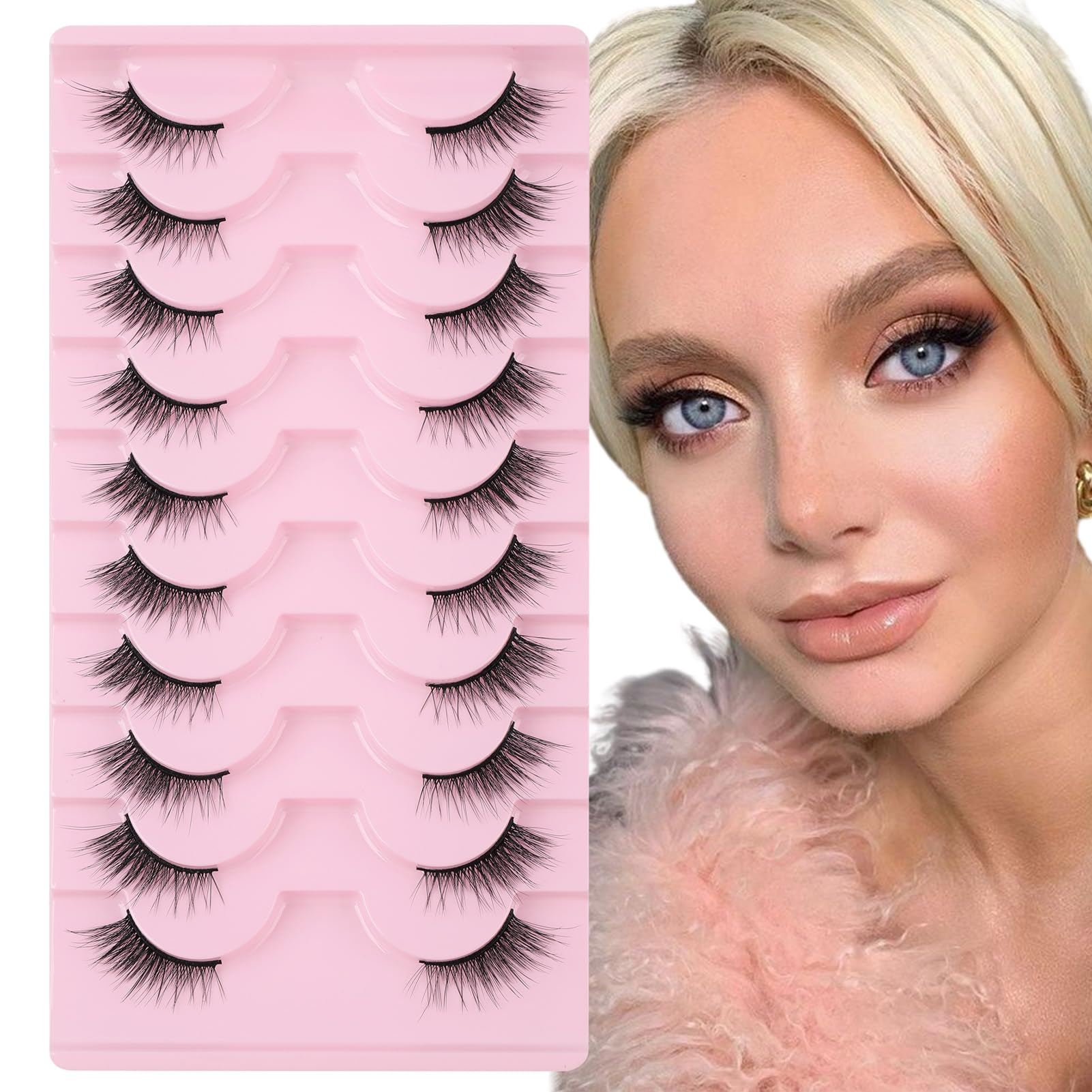 Sixstarhair Half Lashes Natural Cat Eye False Eyelashes 3d Faux Mink Lashes Demi Wispy Eyelashes 10pairs Reusable Corner Fake Lashes