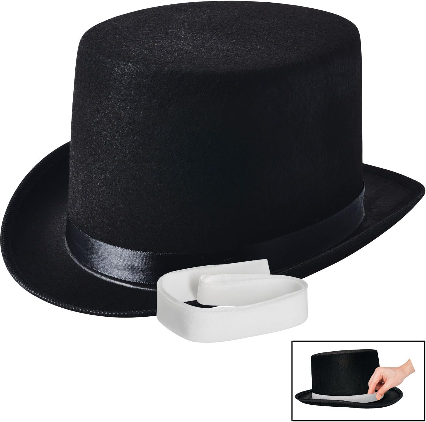 NJ Novelty - Black Felt Top Hat, Costume Dress Up Party Hat